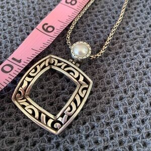 Brighton square pendant with pearl details.